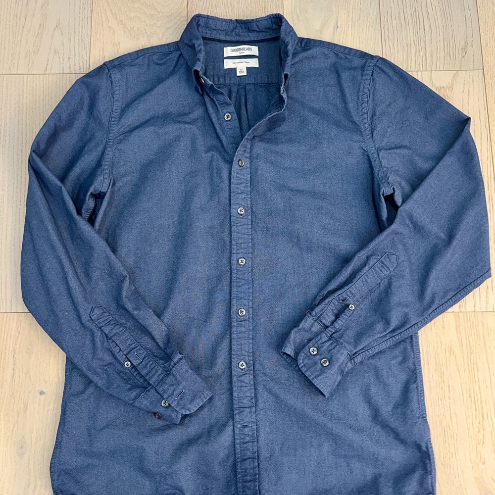 Goodthreads Men's Oxford Cloth Casual Blue Button Down Shirt
